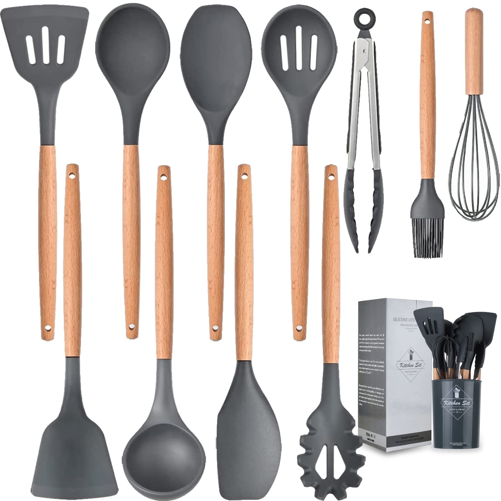 Silicon cooking spoon set